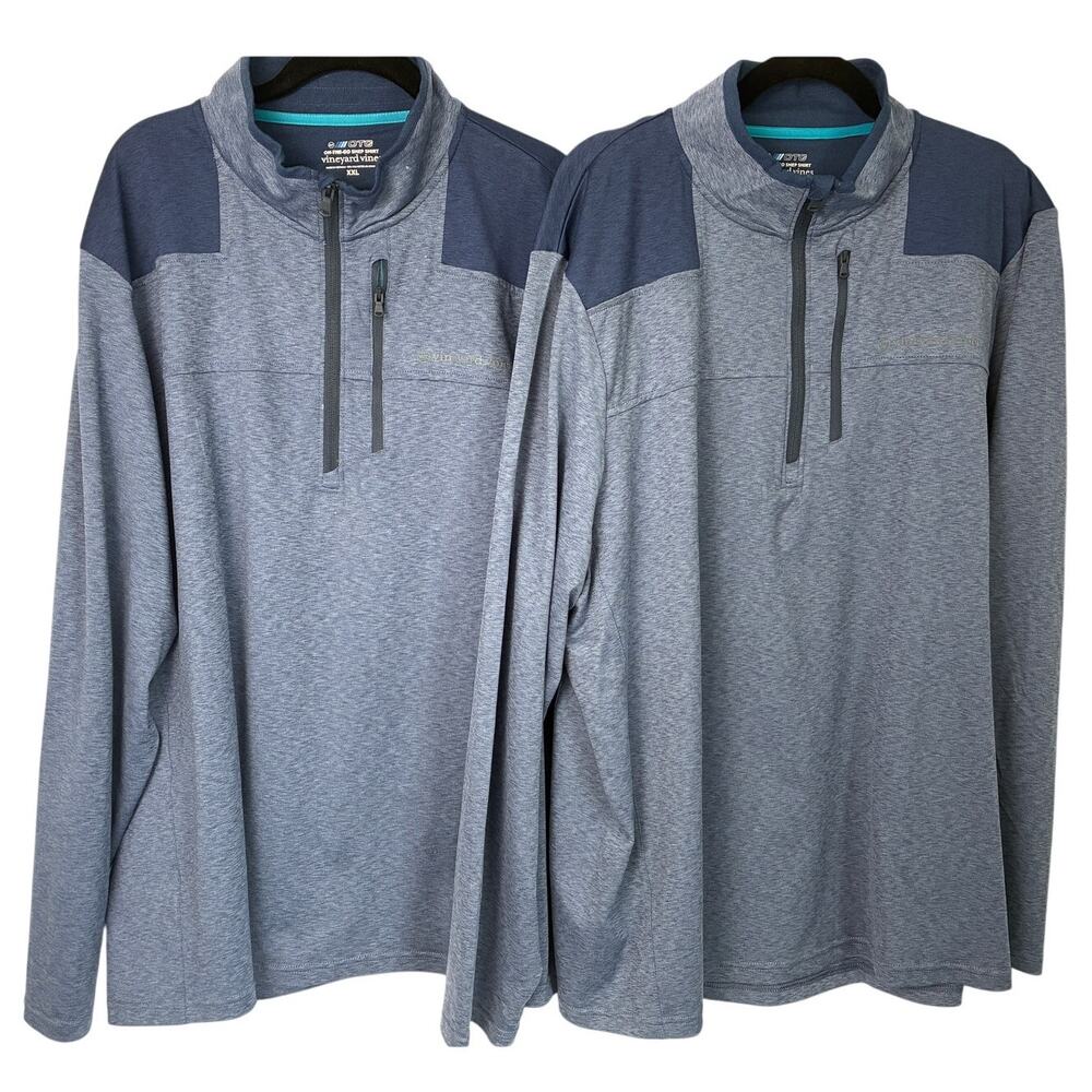 Lot of 2 Vineyard Vines On-The-Go Shep Shirt Mens XXL 1/4 Zip Pullover Blue